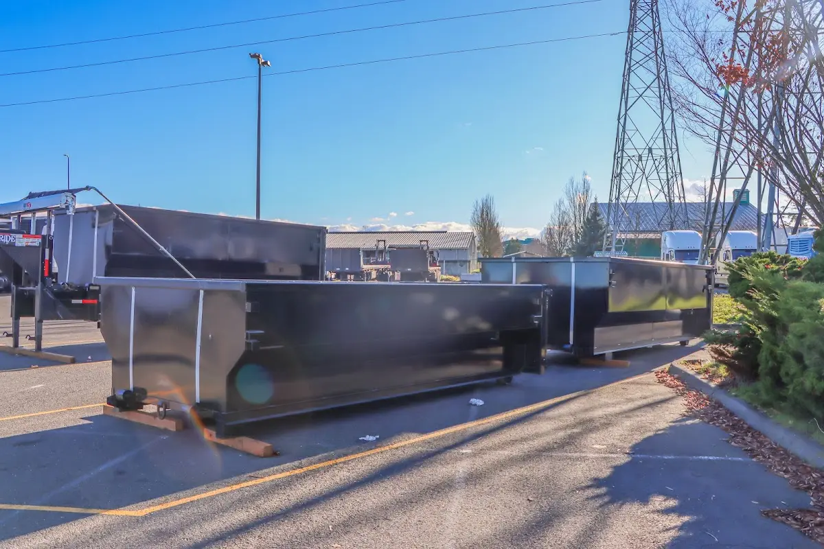Roll-off dumpster ready for waste disposal at job site for 2 Yard Dumpster Rental in Calumet Park